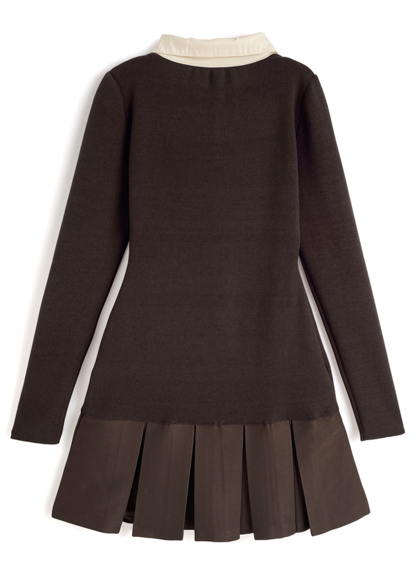 シャツドッキングフレアニットミニワンピース