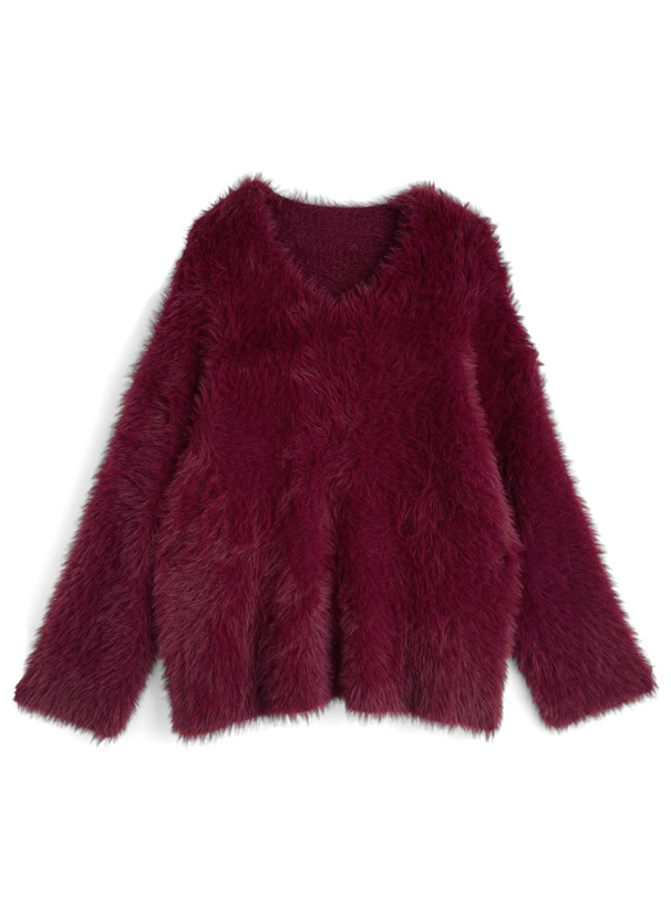 極美品☆イエナ ふわふわ アンゴラシャギー Vネックニット ボルドー 極美品 IENA♡イエナ アンゴラシャギー ふわふわ ニット♡ ☆IENA