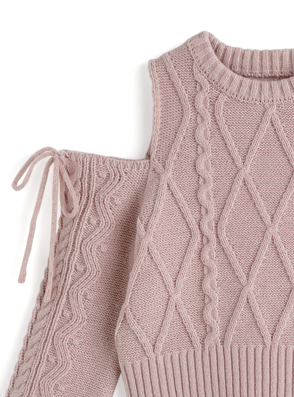 ショルダーオープンケーブル編みニットトップス[dr819] | レディース