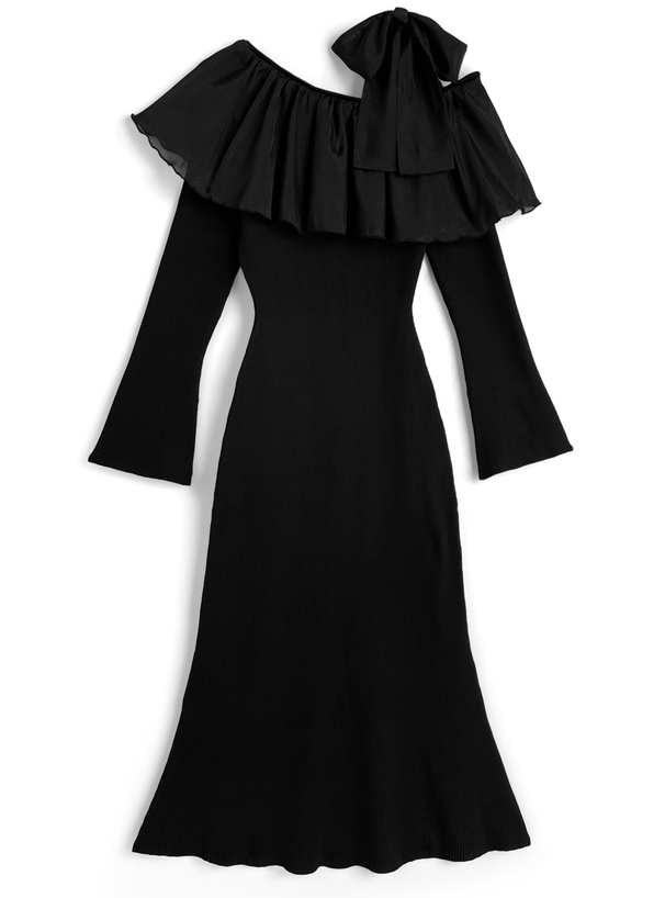 ワンショルダーフリルリボンロングワンピース[dr820]