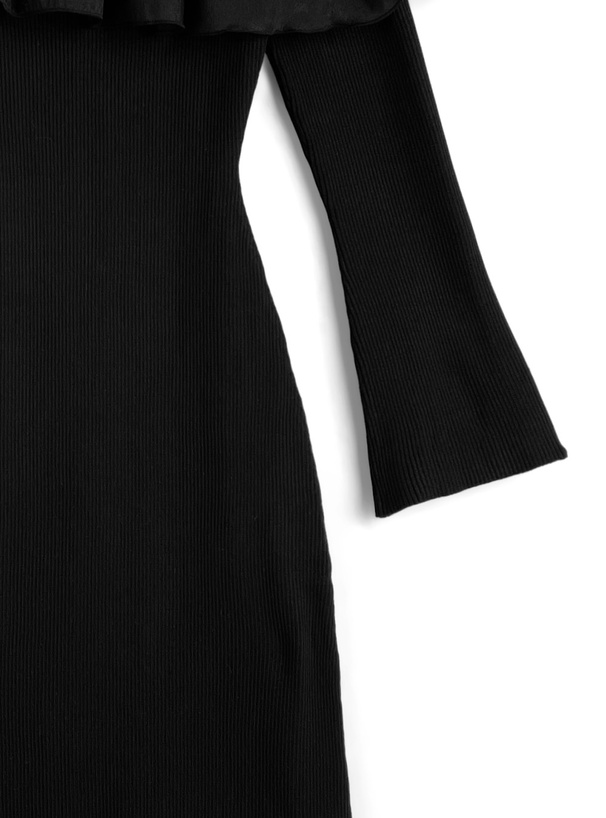 ワンショルダーフリルリボンロングワンピース