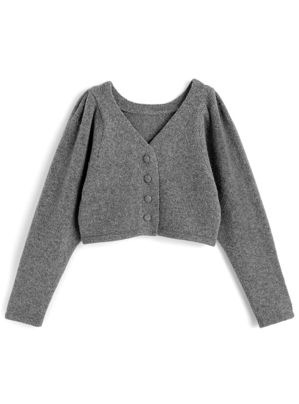 ニットカーディガン×ベロアリボンスリットワンピースセットアップ