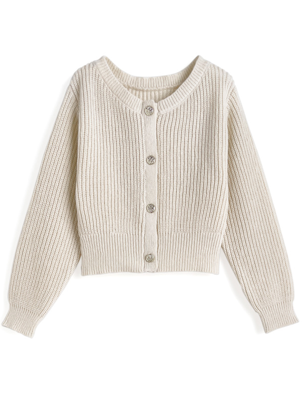 ニットカーディガン×ストライプラメチュールスカートセットアップ