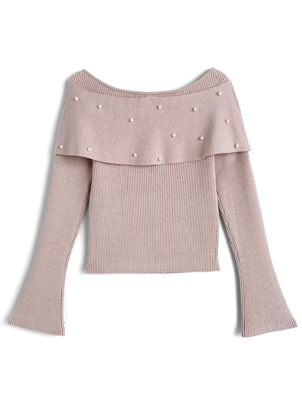 リボンパールニットトップス