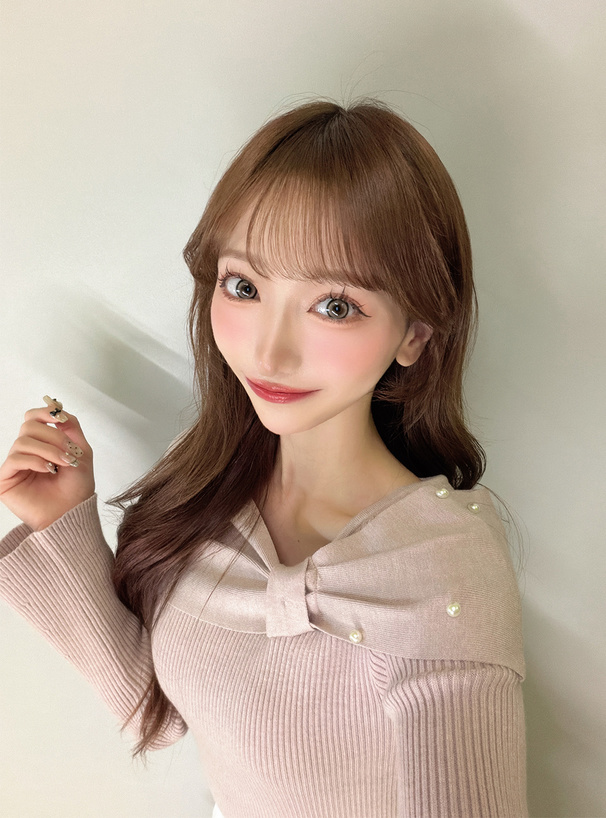 リボンパールニットトップス