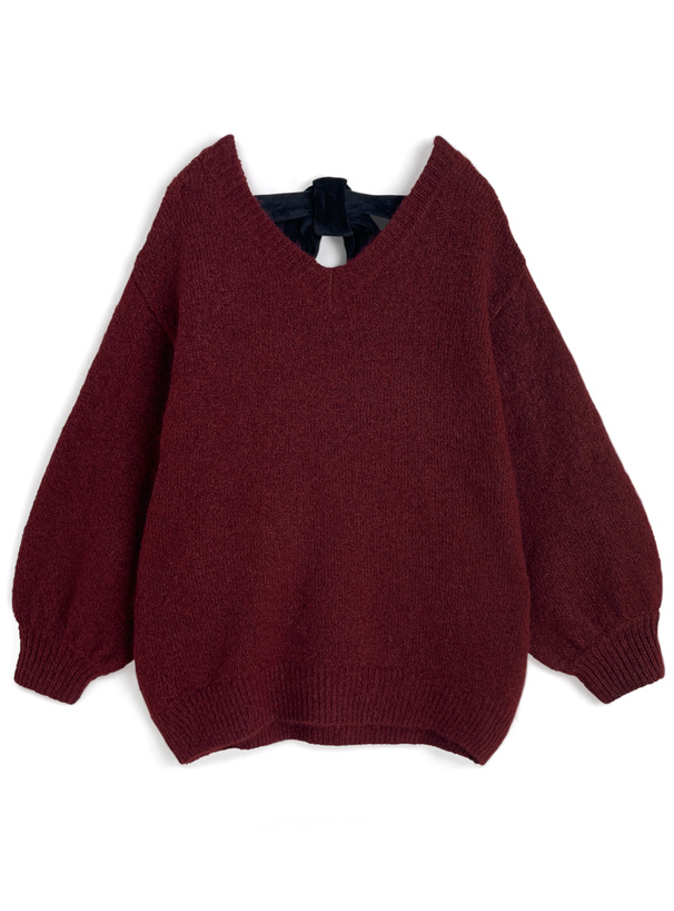 バックリボンニットトップス