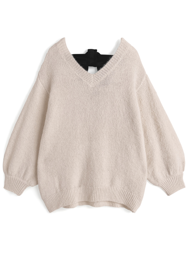 バックリボンニットトップス