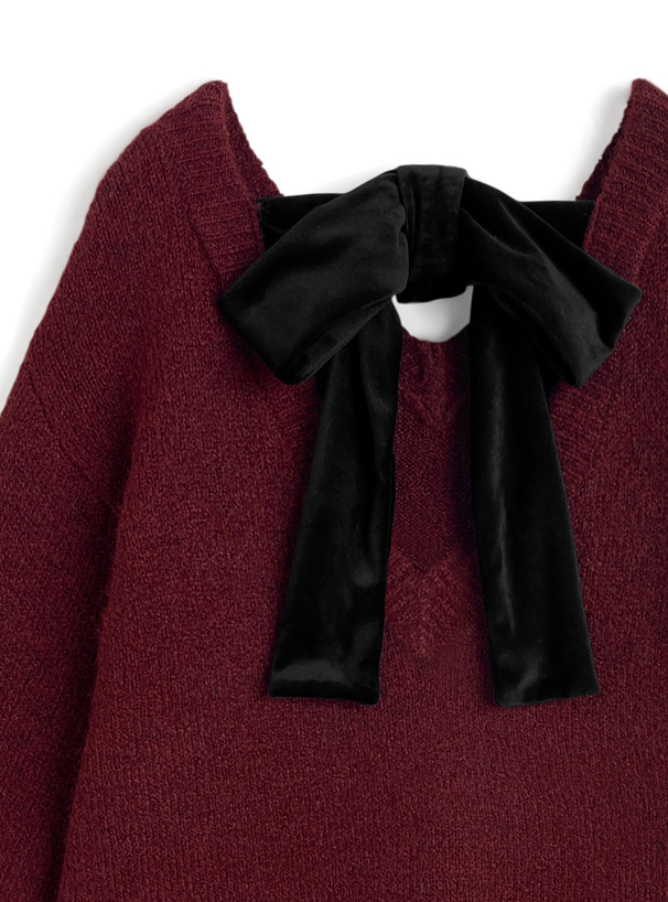 バックリボンニットトップス