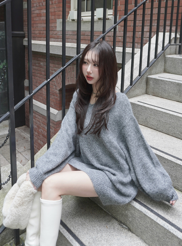 バックリボンニットトップス