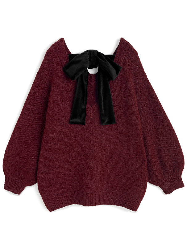 バックリボンニットトップス