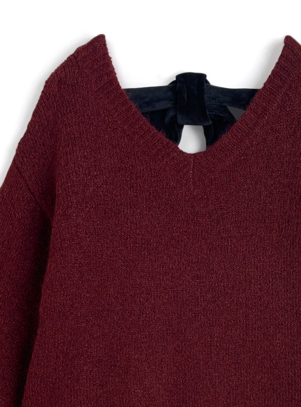 バックリボンニットトップス