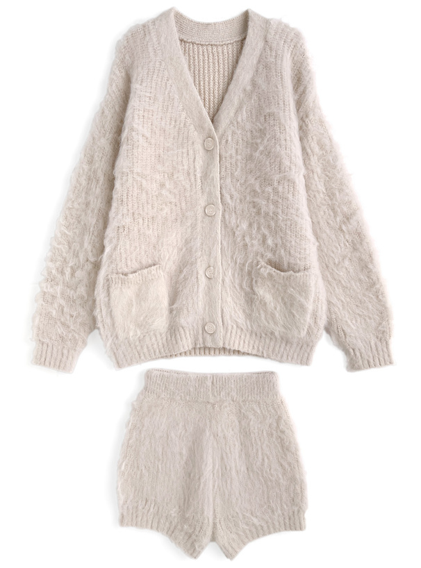 カーディガン×ショートパンツニットセットアップ[dr833] | レディース