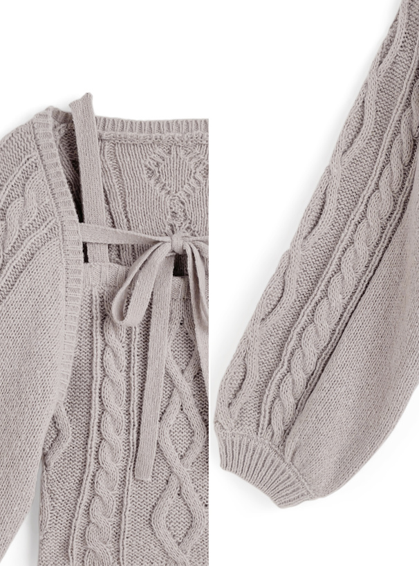 リボンボレロ×キャミソールケーブル編みニットアンサンブル[dr834