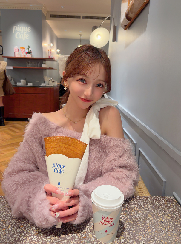 ワンショルダーベロアリボンニットミニワンピース