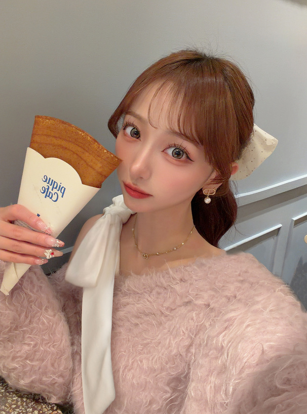 ワンショルダーベロアリボンニットミニワンピース