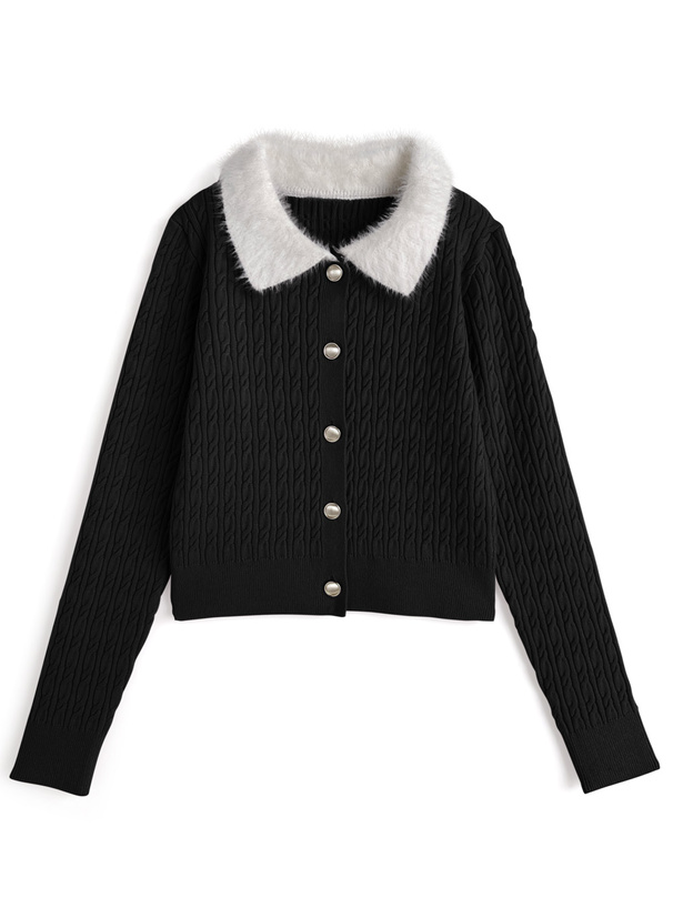 シャギーカラーケーブル編みニットカーディガン[dr836] | レディース