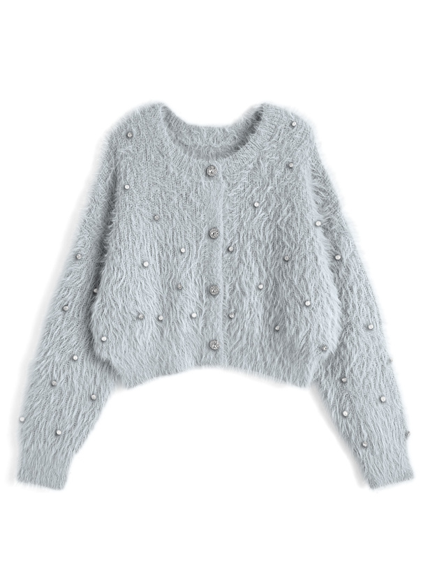 ビジューシャギーニットカーディガン