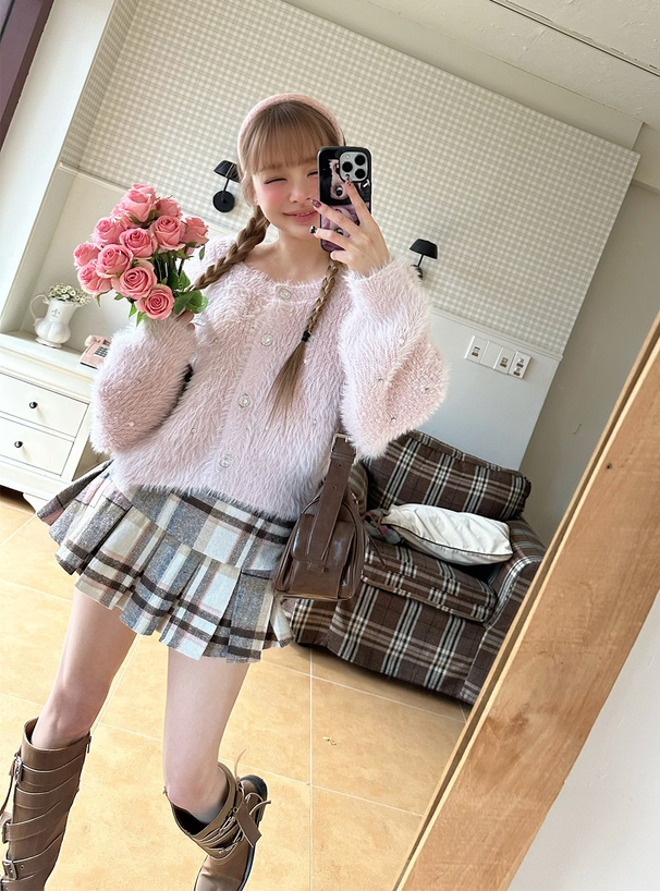 ビジューシャギーニットカーディガン