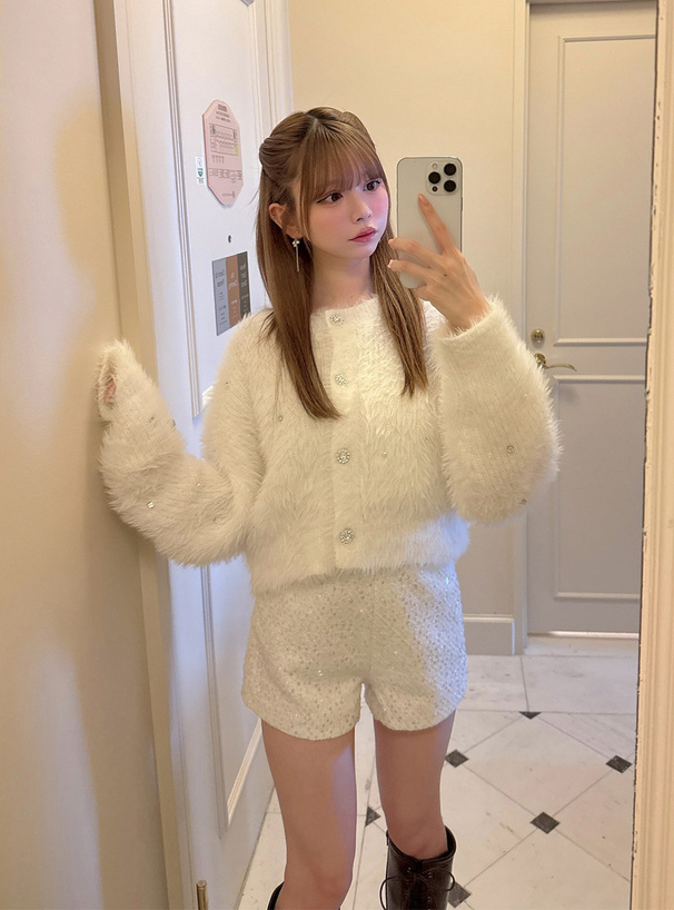 ビジューシャギーニットカーディガン[dr838] | レディースファッション