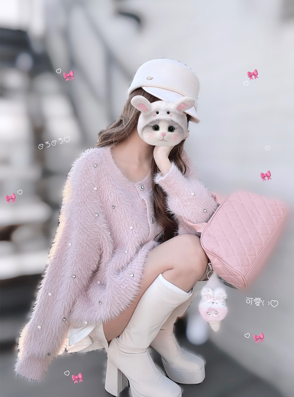 ビジューシャギーニットカーディガン