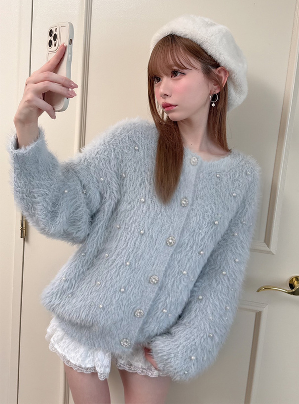 ビジューシャギーニットカーディガン[dr839] | レディースファッション