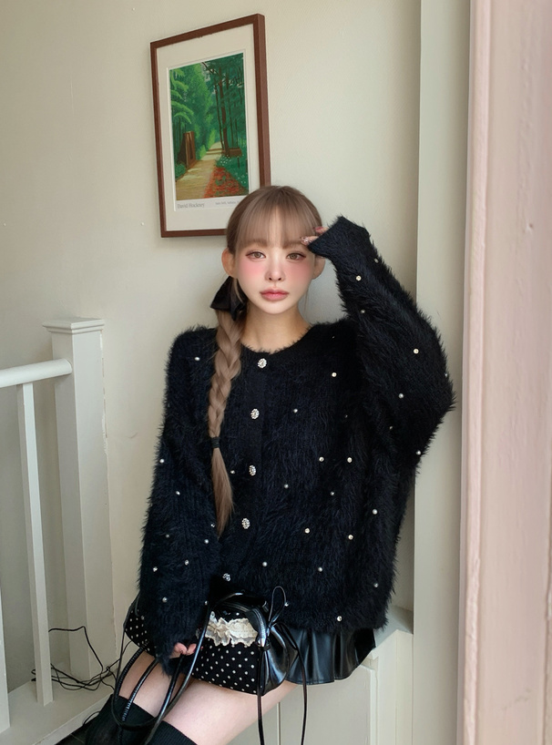 ビジューシャギーニットカーディガン[dr839] | レディースファッション