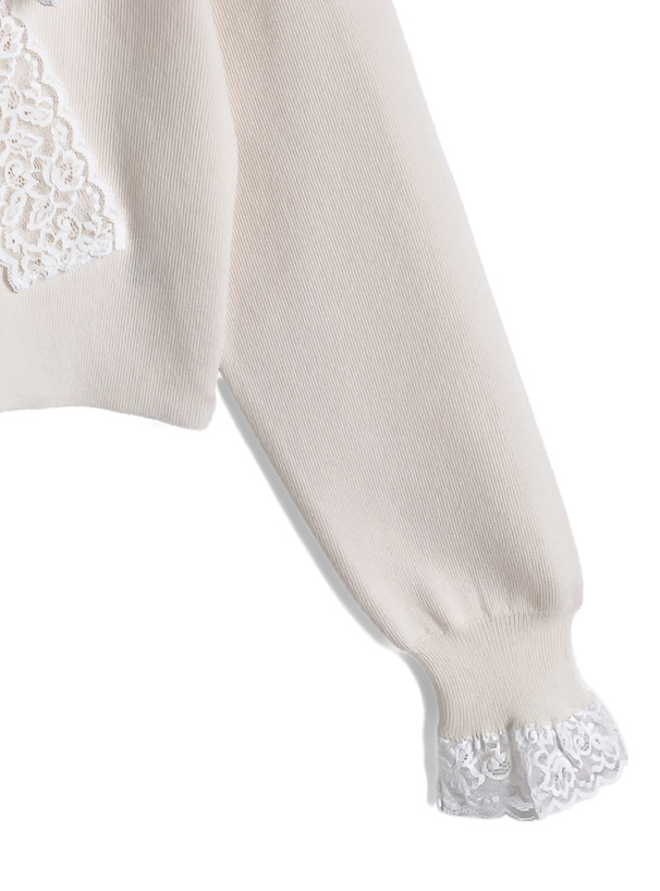 レースボウタイニットトップス