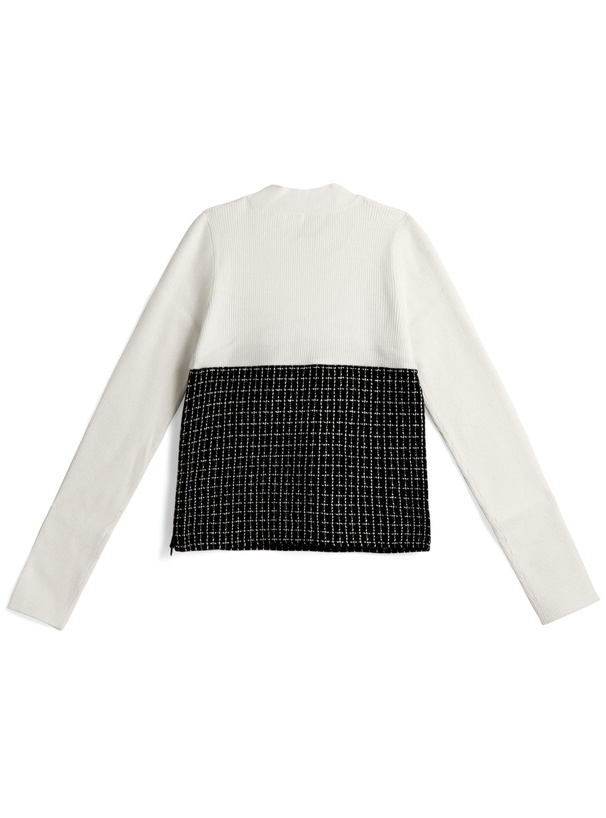 ビッグリボンツイードビスチェドッキングリブニットトップス