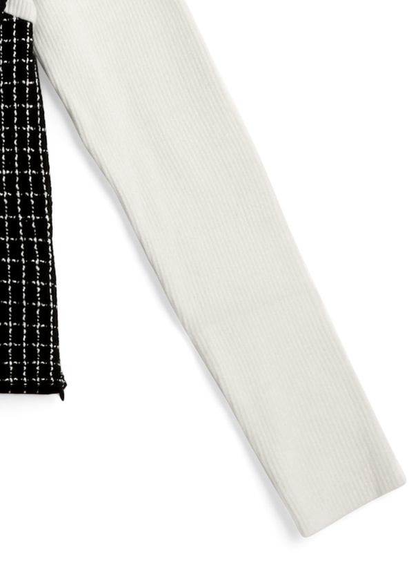 ビッグリボンツイードビスチェドッキングリブニットトップス