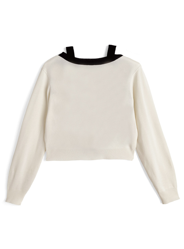 配色Vネックカーディガン×ビスチェニットアンサンブル