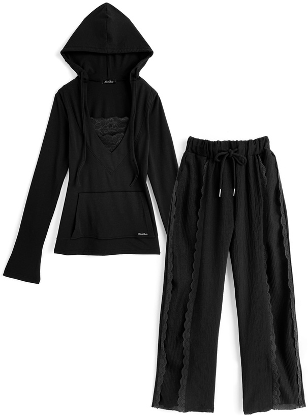 LOVE BOAT レースフーディ×ワイドパンツセットアップ[ec254]