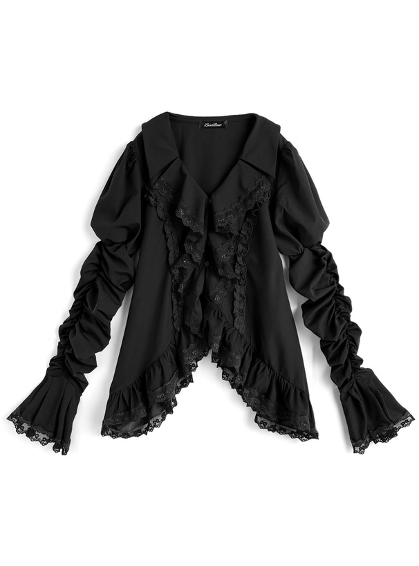 LOVE BOAT フリルレースキャザーブラウス[ec256]