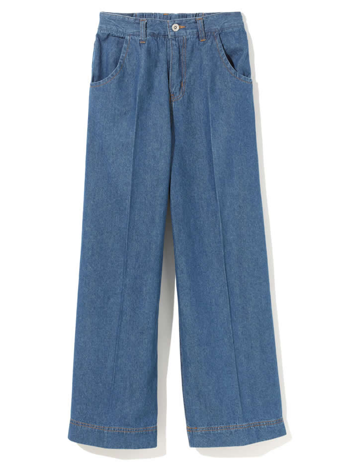 センタープレスワイドデニムパンツ