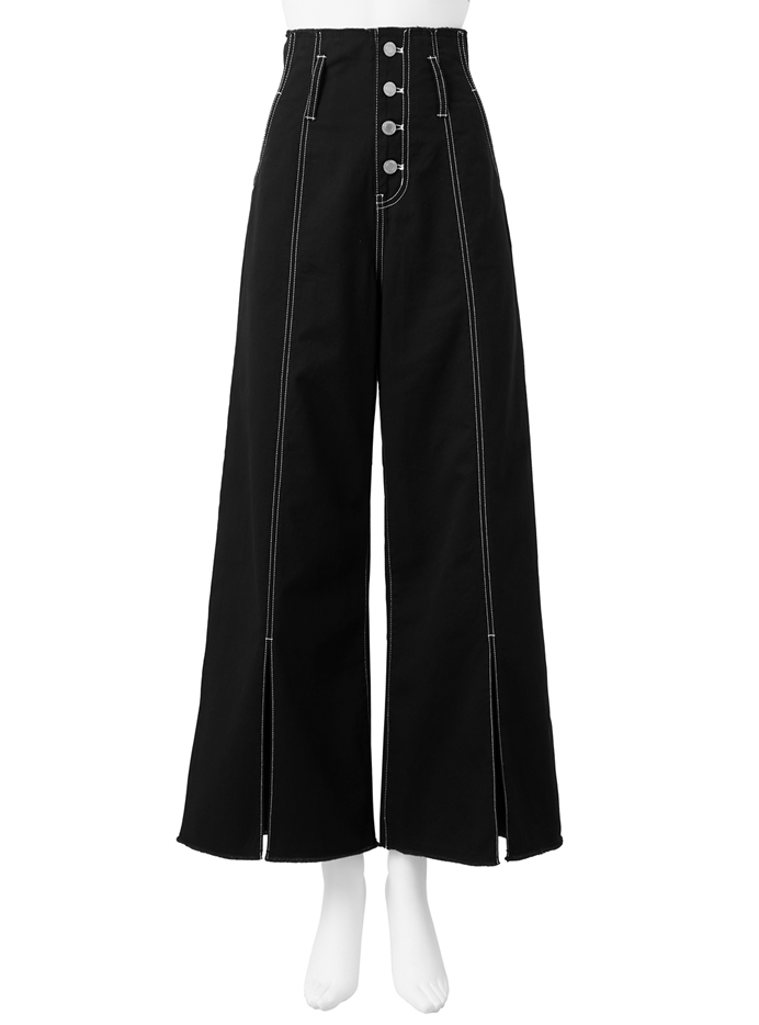 フロントスリットステッチワイドパンツ