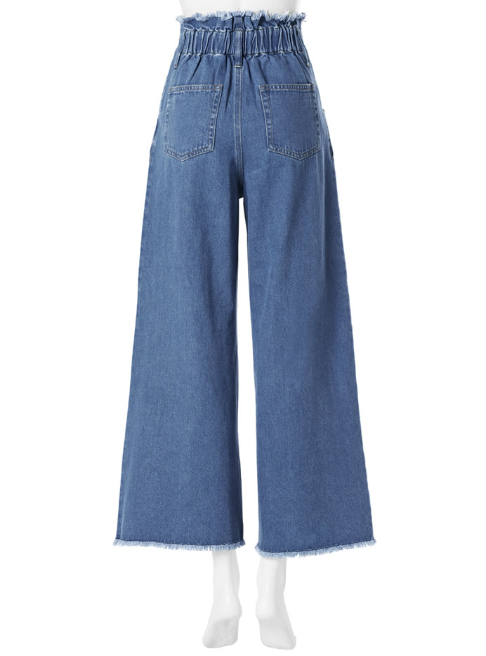 フロントスリットフリンジワイドデニムパンツ