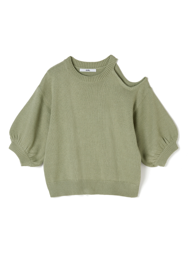 ショルダーカットニットトップス