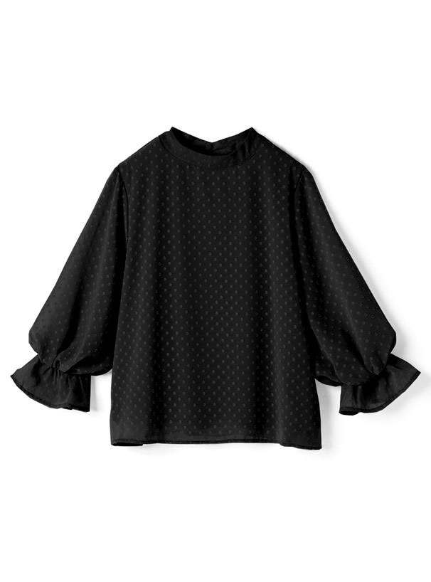 ドットドビーシフォンハイネックブラウス