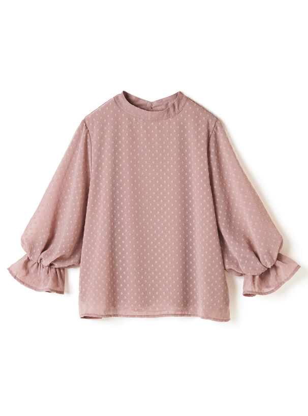 ドットドビーシフォンハイネックブラウス