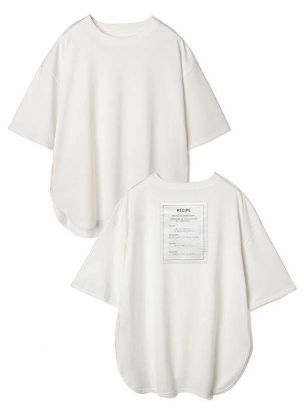 バックタグデザインラウンドヘムTシャツ
