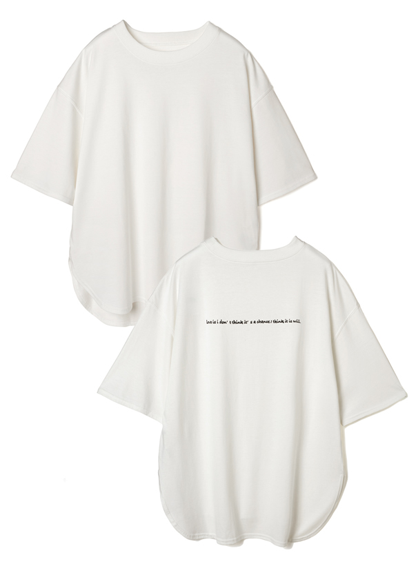 バックロゴラウンドヘムTシャツ
