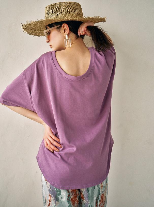 USAコットンバックオープンルーズTシャツ[fo1265]
