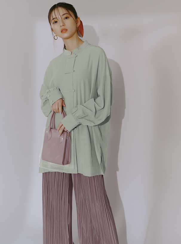 チャイナボタンチュニックシャツ