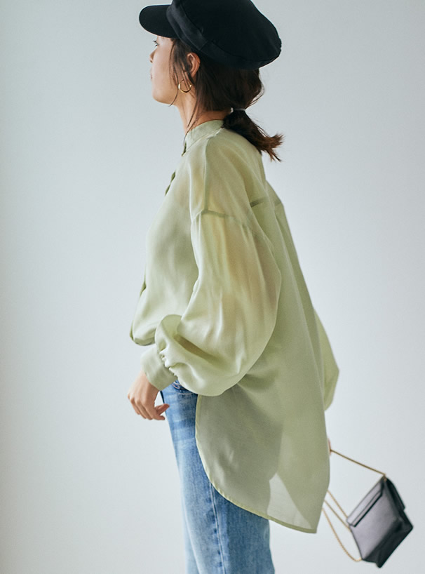 バンドカラーシアーシャツ Fo1336 レディースファッション通販のグレイル Grl 公式