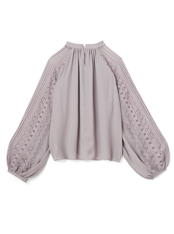シフォンジョーゼット袖レースブラウス
