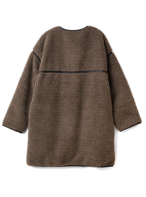 レザーパイピングロングボアコート