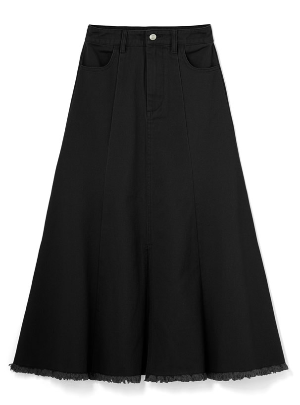 フロントスリットフリンジツイルスカート