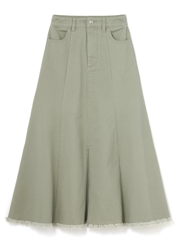 フロントスリットフリンジツイルスカート