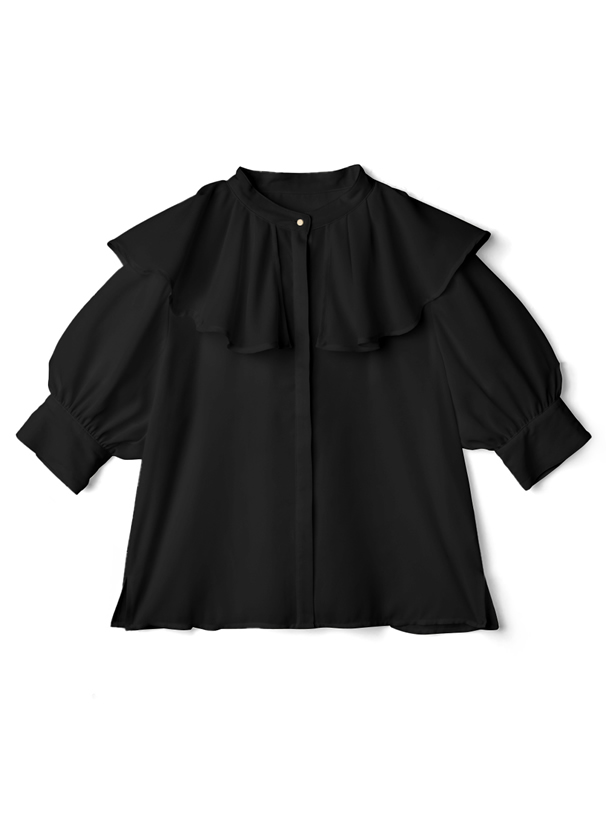 シフォンジョーゼットラッフルカラーブラウス