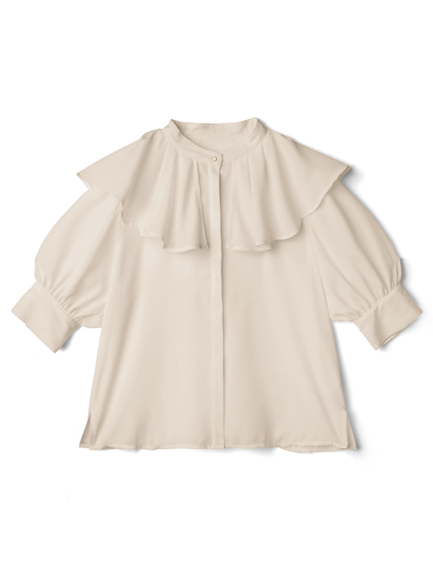 シフォンジョーゼットラッフルカラーブラウス