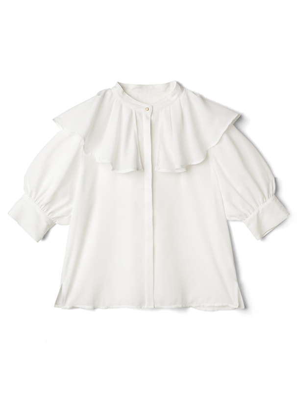 シフォンジョーゼットラッフルカラーブラウス